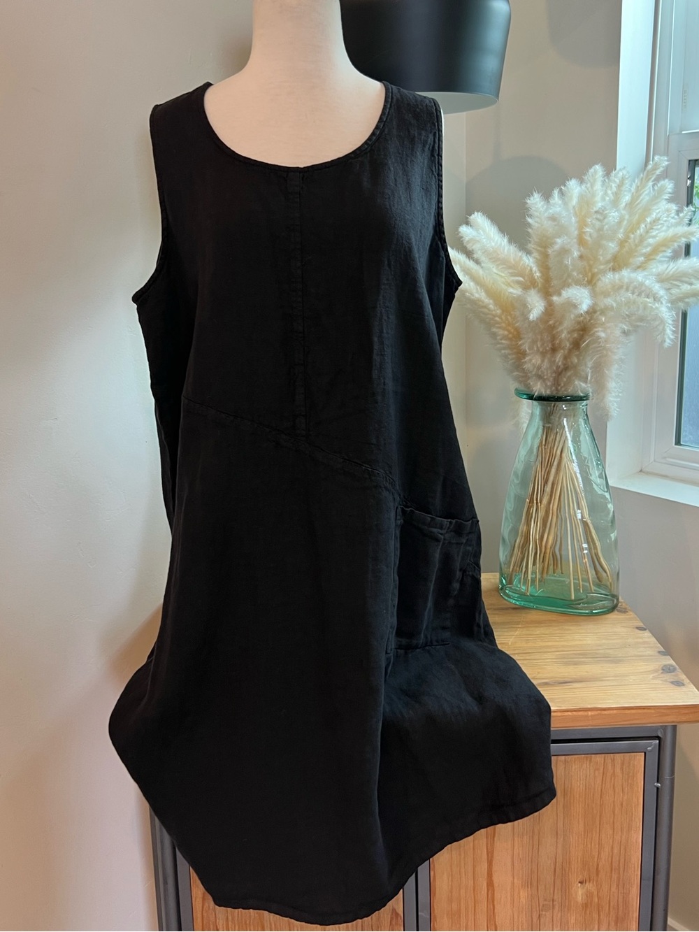 Cut Loose Black linen dress